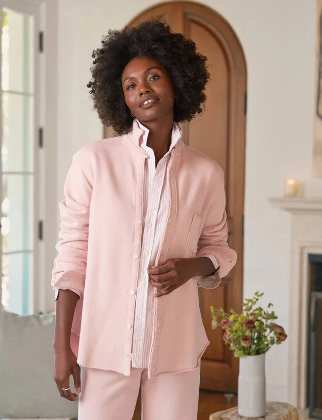 Eileen Triple Fleece Relaxed Button Up Shirt Antique Pink Tops - Button Down Frank & Eileen 