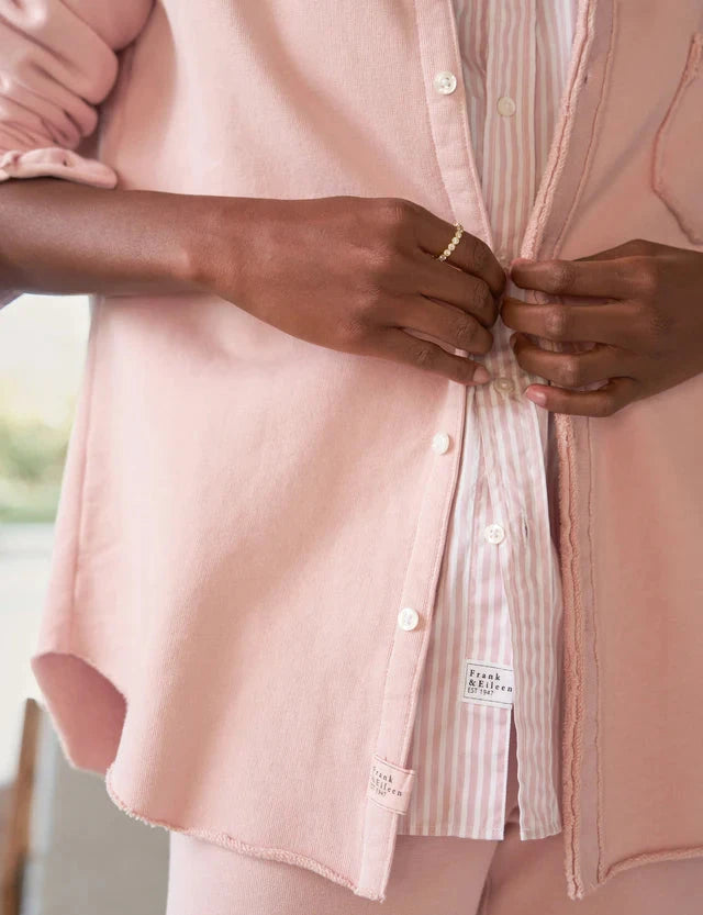 Eileen Triple Fleece Relaxed Button Up Shirt Antique Pink Tops - Button Down Frank & Eileen 