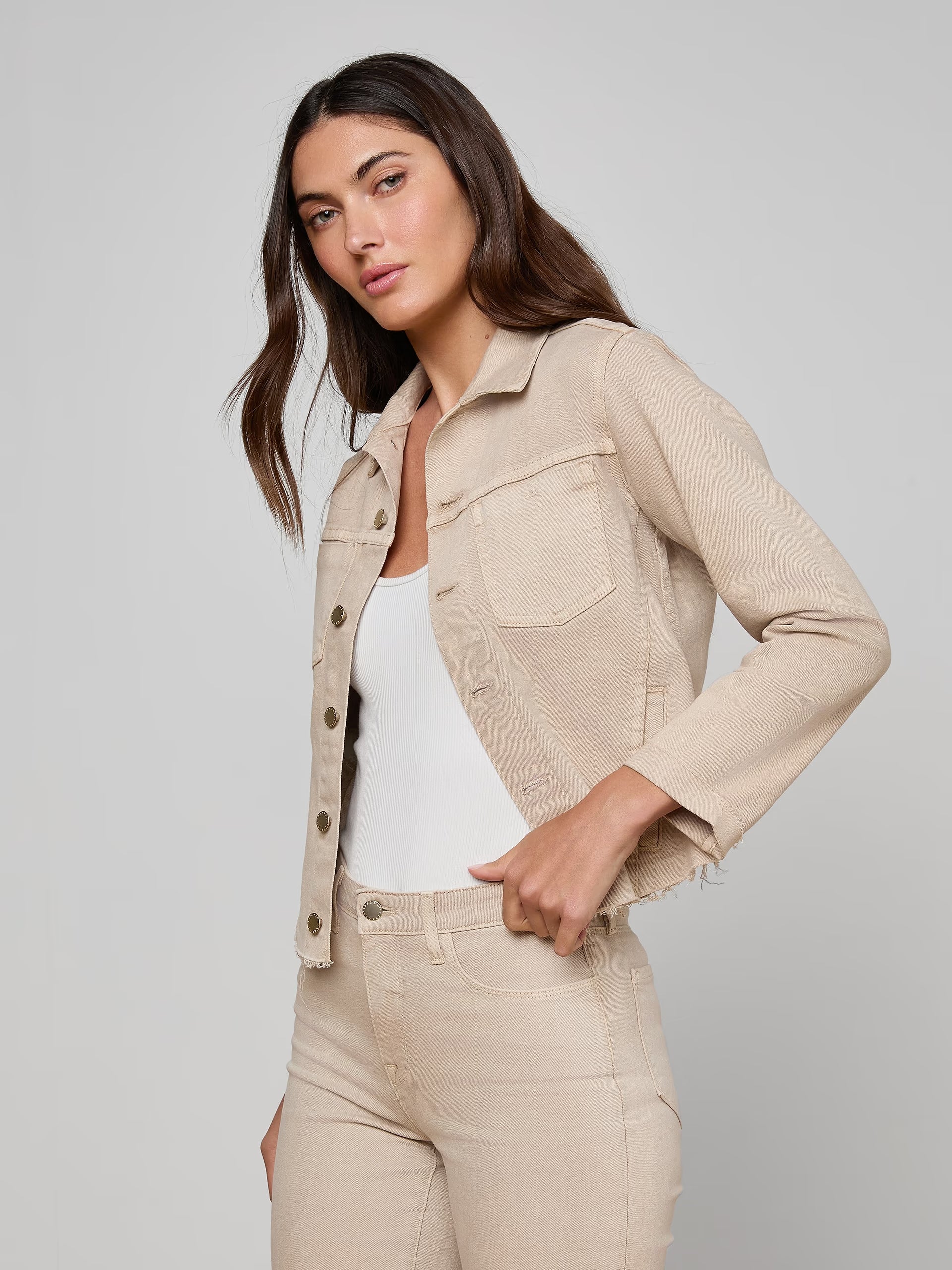 Janelle Slim Raw Jacket Biscuit Jackets - Denim L'Agence 