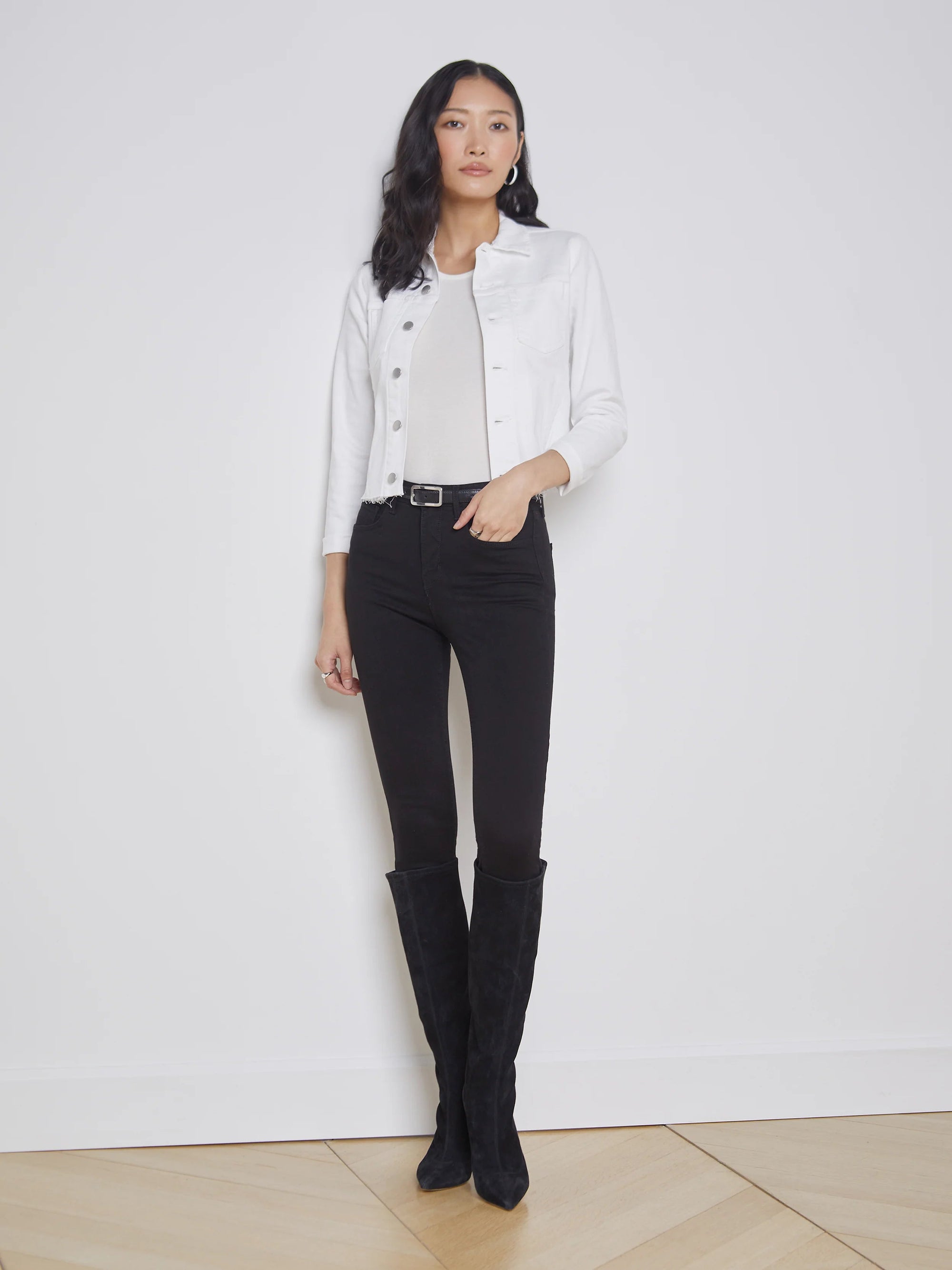 Janelle Slim Raw Jacket Blanc Jackets - Denim L'Agence 