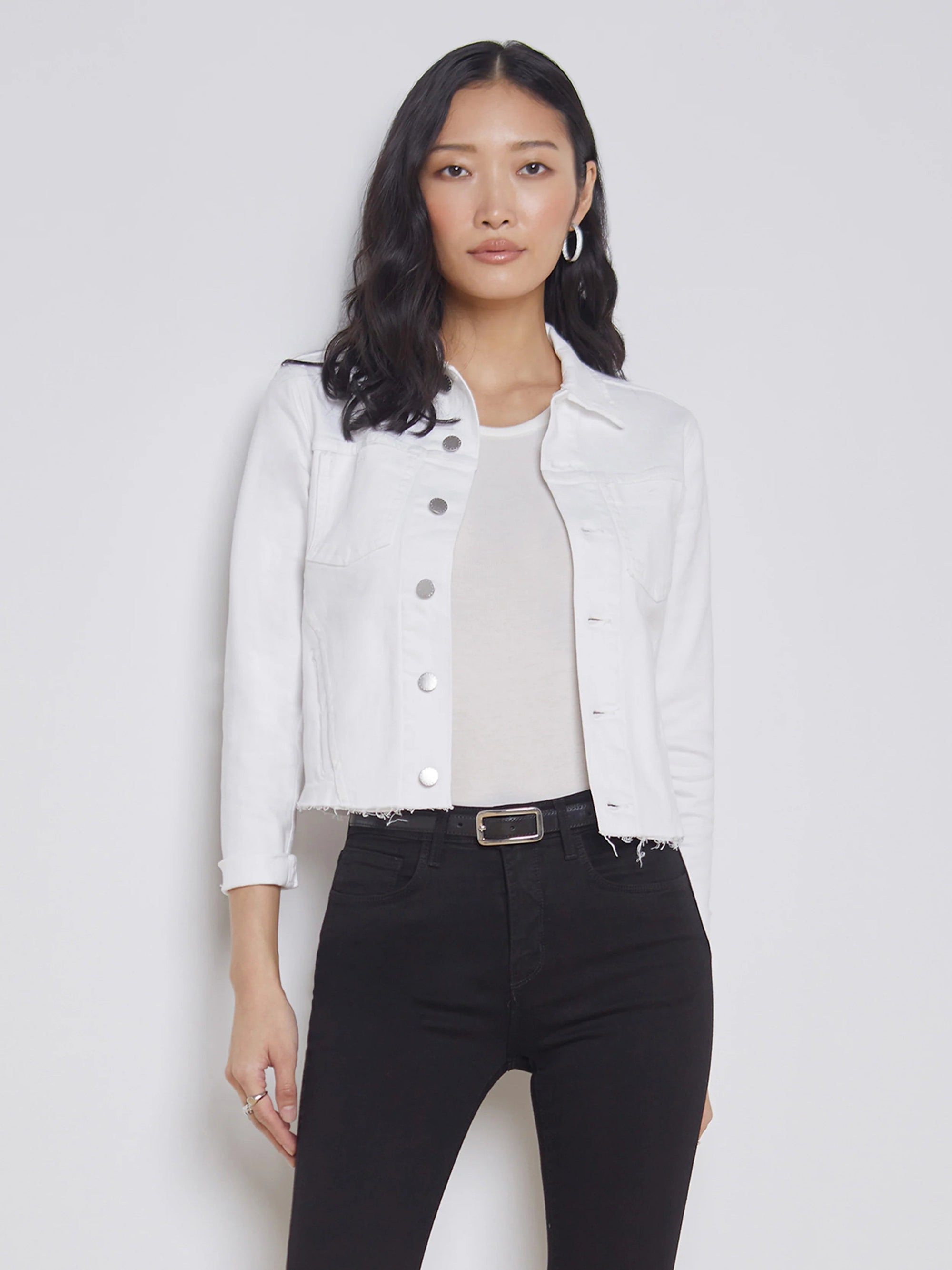 Janelle Slim Raw Jacket Blanc Jackets - Denim L'Agence 