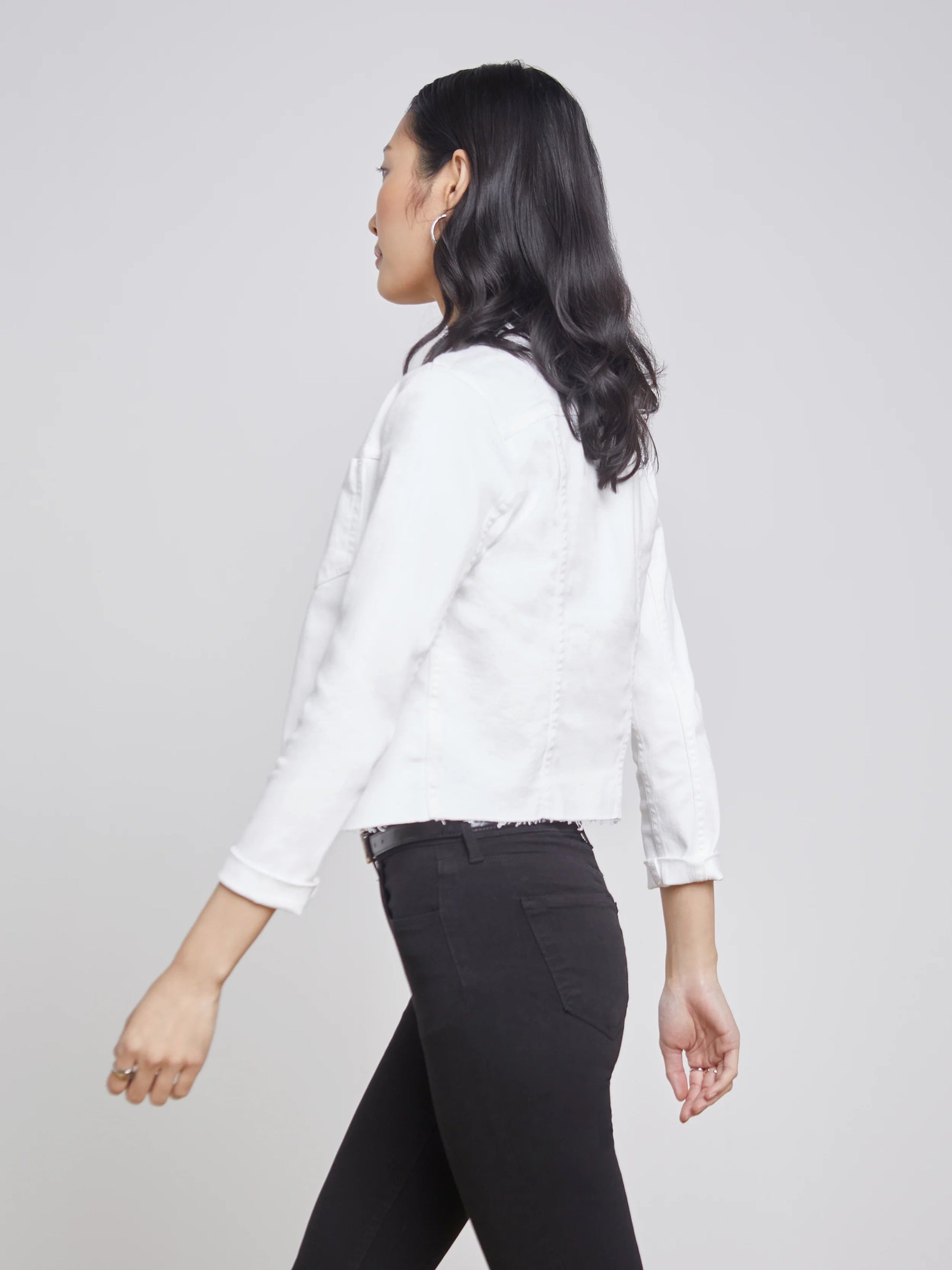 Janelle Slim Raw Jacket Blanc Jackets - Denim L'Agence 