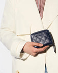 Small Zip Round Wallet Dark Navy Wallets MZ Wallace 