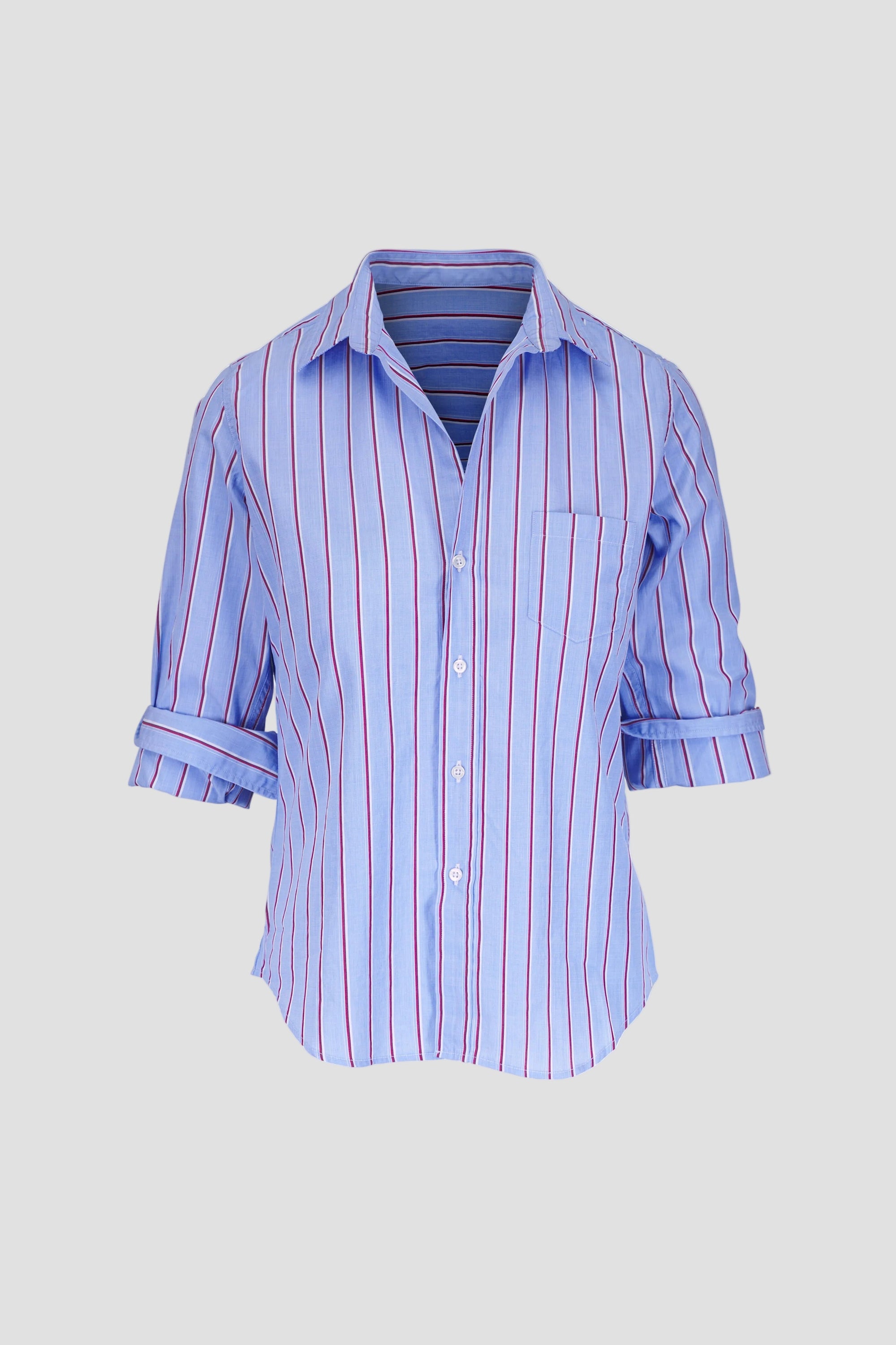 Barry Tailored Button Up Shirt Blue/Red/White Stripe Tops - Button Down Frank & Eileen 