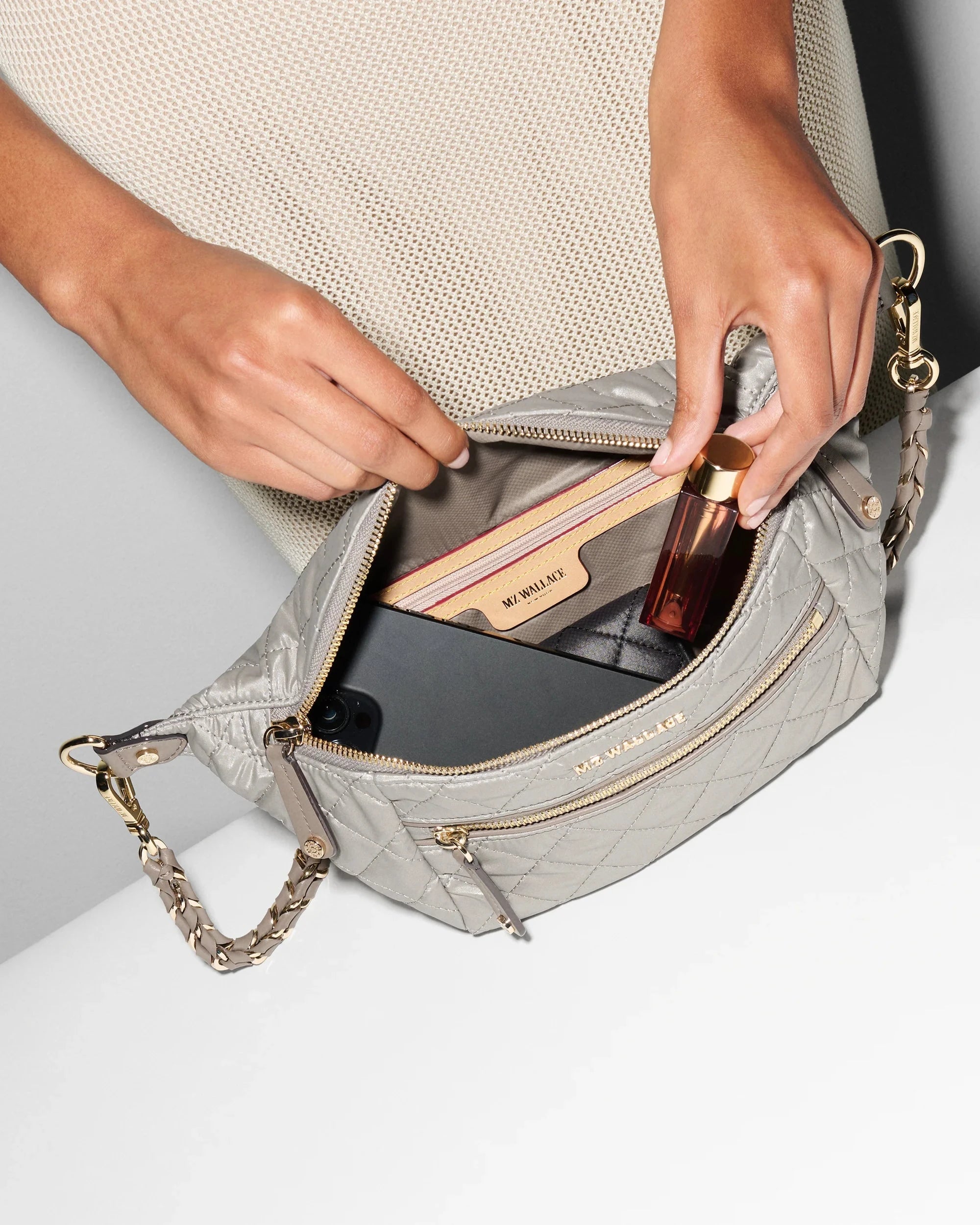 Small Crosby Sling Sable Pearl Metallic Crossbody MZ Wallace 