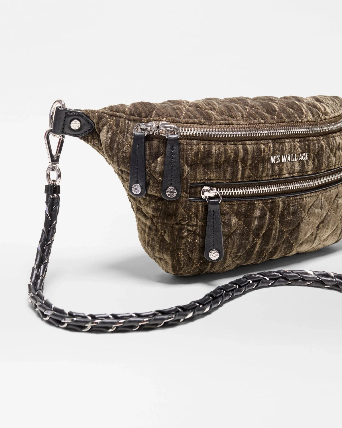 Small Crosby Crossbody Sling Pecan Brown Velvet Crossbody MZ Wallace 