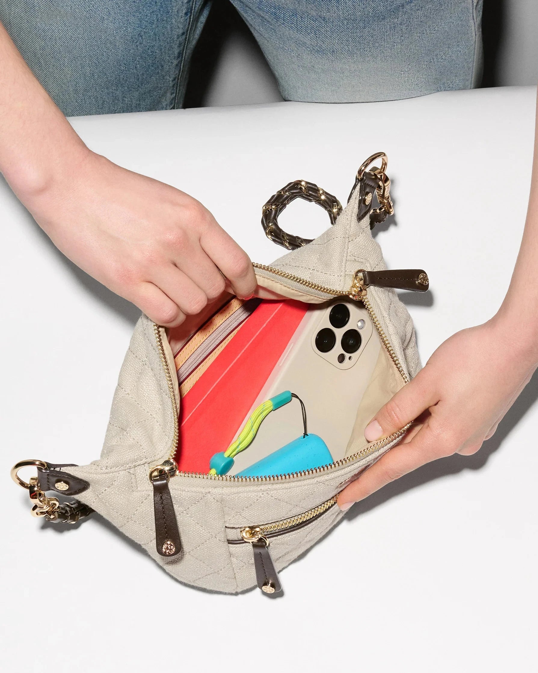 Small Crosby Sling Sandy Linen Crossbody MZ Wallace 