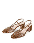 Priscilla Lattice Heeled Slingback Cacao/Silver Sandals - Heeled Sandals Loeffler Randall 
