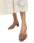Priscilla Lattice Heeled Slingback Cacao/Silver Sandals - Heeled Sandals Loeffler Randall 