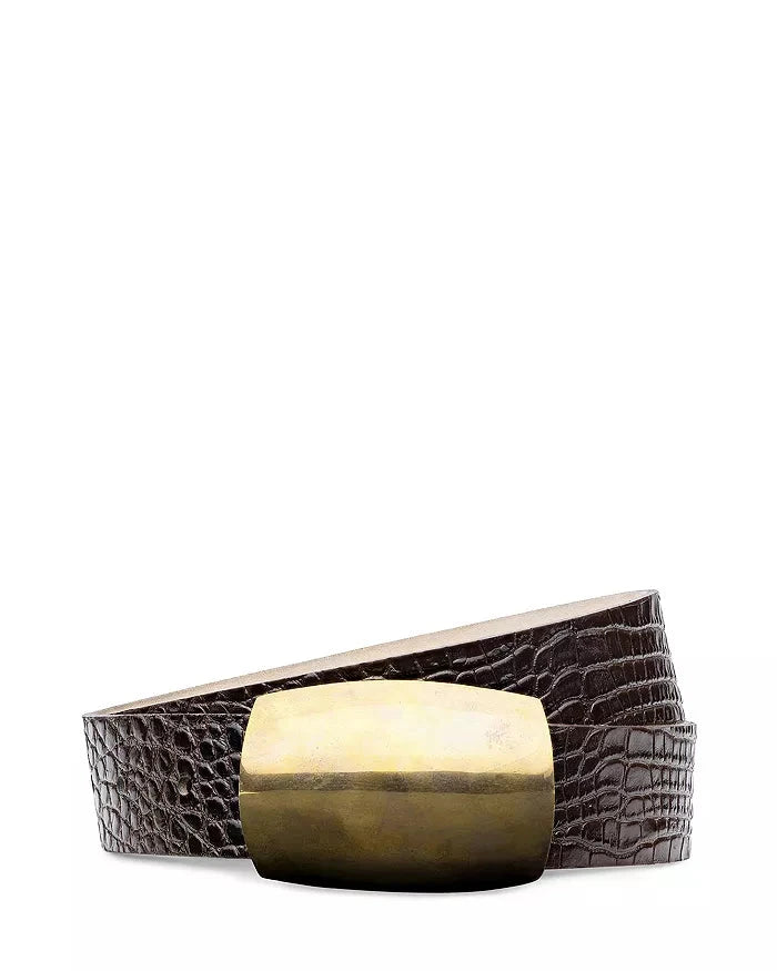 Milou Belt Chocolate Croc Embossed Belts L'Agence 