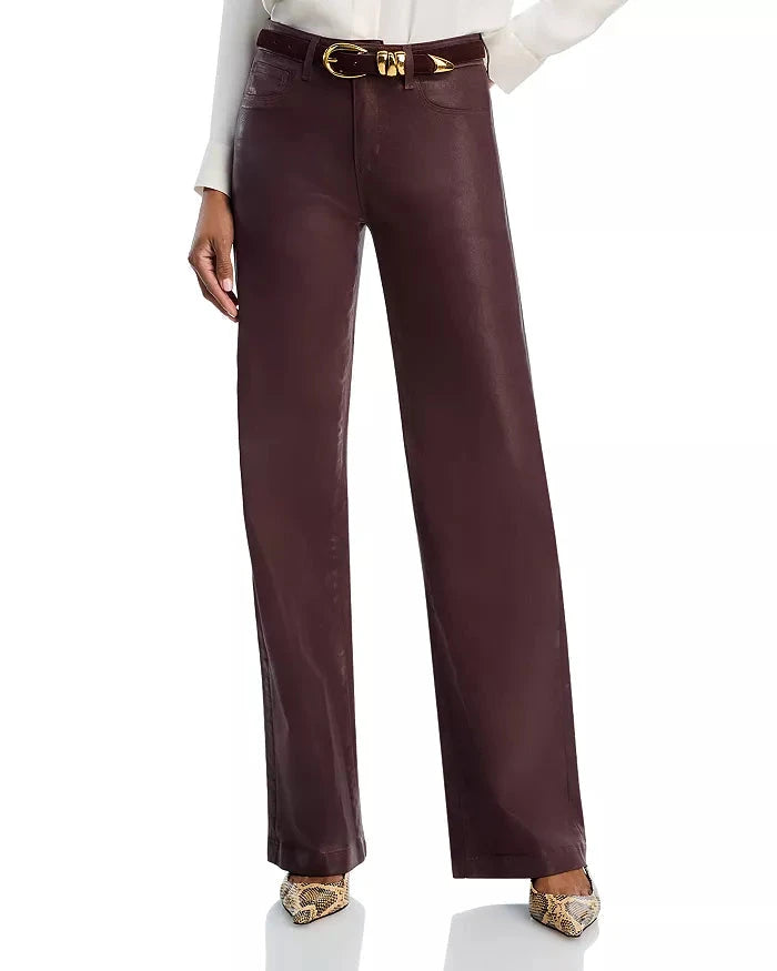 Scottie Coated Wide Leg Jean Chocolate Denim - Flare & Wide Leg L'Agence 