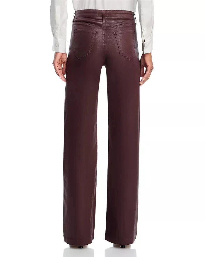 Scottie Coated Wide Leg Jean Chocolate Denim - Flare & Wide Leg L'Agence 