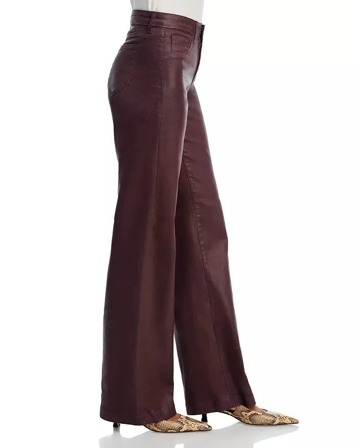 Scottie Coated Wide Leg Jean Chocolate Denim - Flare & Wide Leg L'Agence 