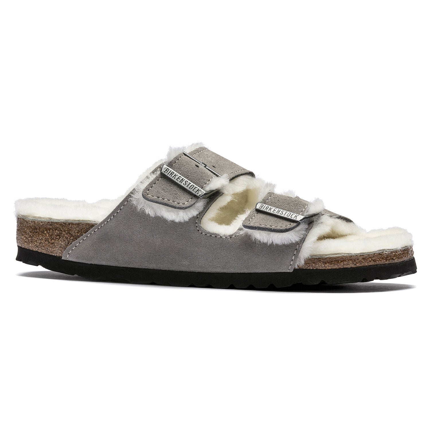 Arizona Shearling Suede Stone Coin Shoes - Sandals - Flat Sandals Birkenstock 