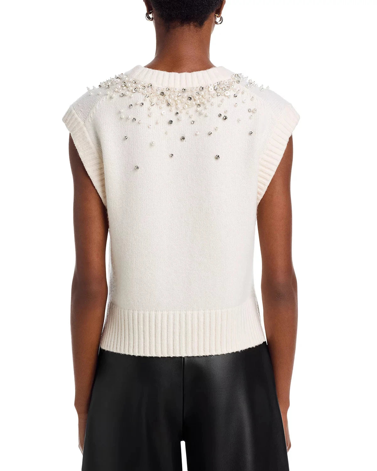 Candra Wool-Blend Sweater Vest Ivory Sweater - Vest Simkhai 