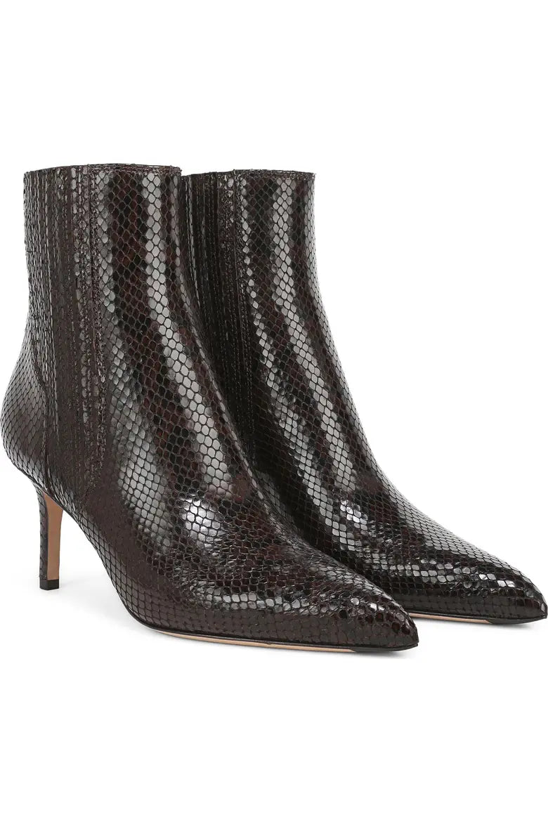 Lisa 70mm Pointed Toe Bootie Leather Python Espresso