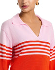 Jules Knit Polo Lobster Stripe
