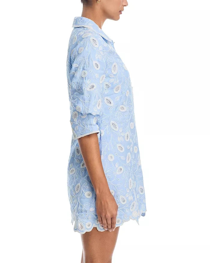 Freya Embroidered Linen Mini Dress Tidepool Peter Kate Freya Embroidered Linen Mini Dress Tidepool Peter Kate