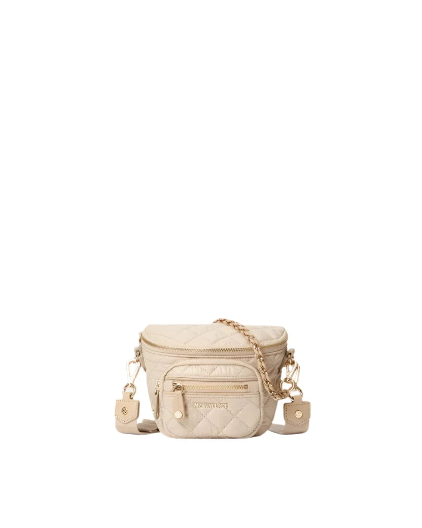 MZ Wallace Micro Crosby Sling Buff Crossbody in front of white background 