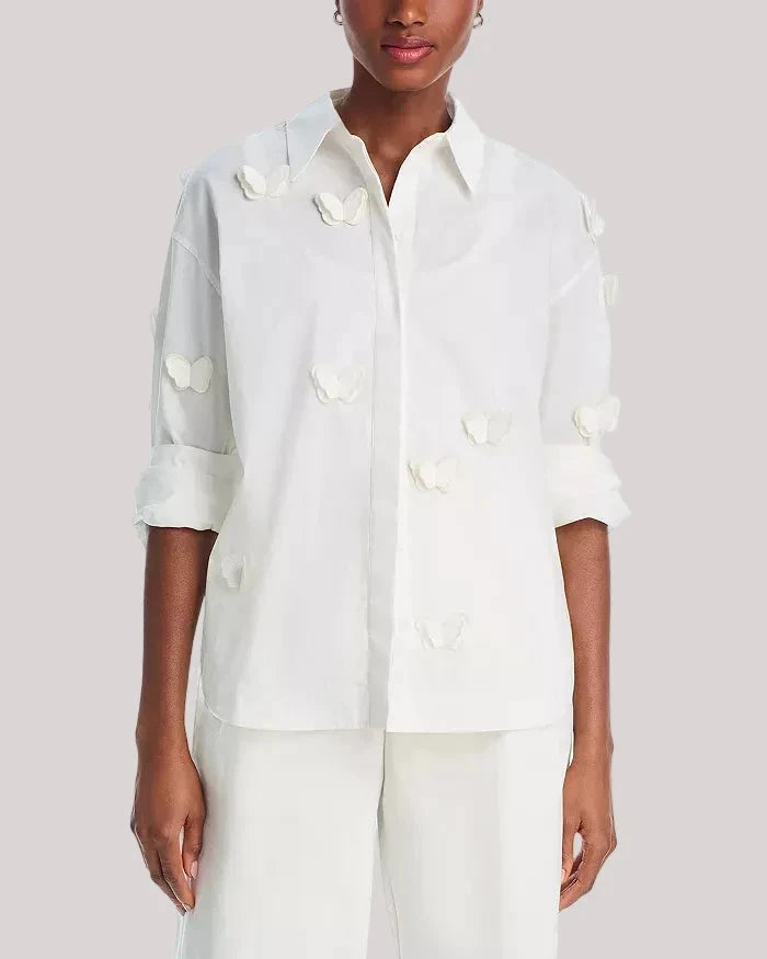 Butterfly Blouse Off White Tops - Button Down Farm Rio 
