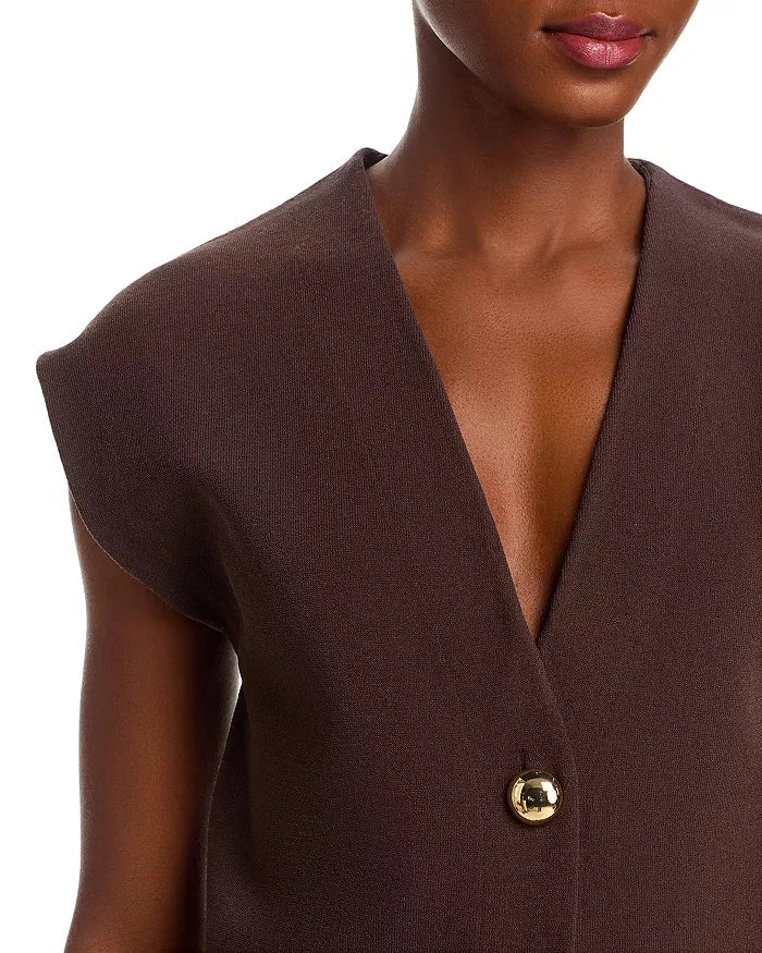 Isador Knit Vest Dark Mocha Sweater - Vest Veronica Beard 