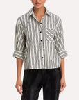 Lucia Stripe Poplin Shirt Charcoal Tops - Button Down rag & bone 