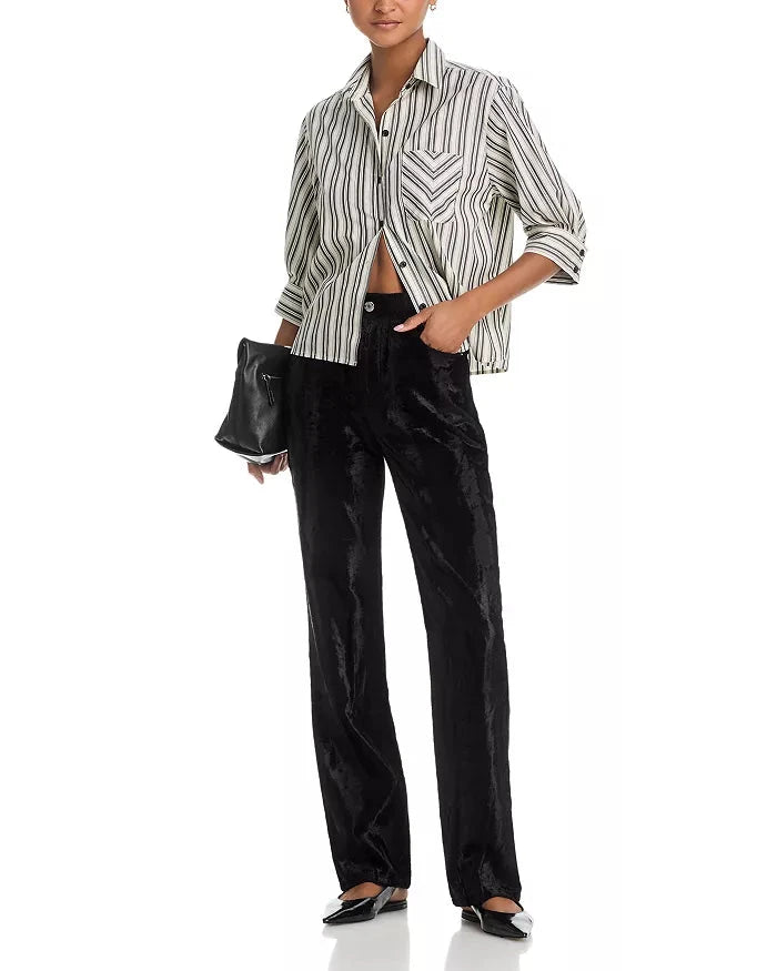 Lucia Stripe Poplin Shirt Charcoal Tops - Button Down rag & bone 