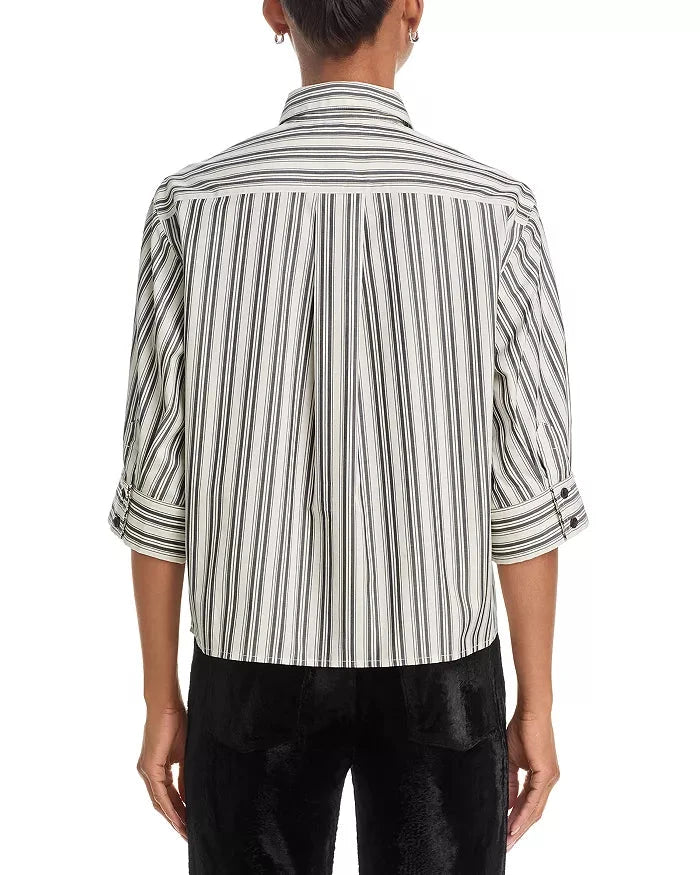 Lucia Stripe Poplin Shirt Charcoal Tops - Button Down rag & bone 