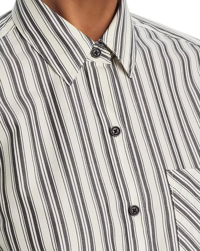 Lucia Stripe Poplin Shirt Charcoal Tops - Button Down rag & bone 