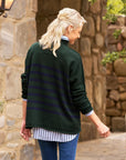 Monterey Green With Navy Stripe Sweater - Crewneck Frank & Eileen 