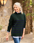 Monterey Green With Navy Stripe Sweater - Crewneck Frank & Eileen 