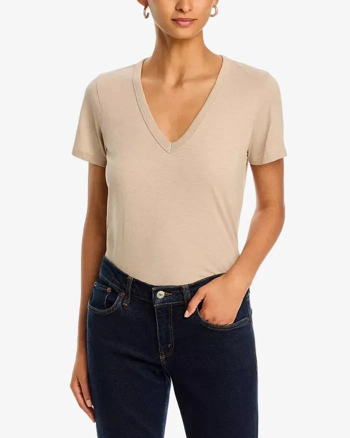 The Slub Vee Tee Soft Beige Tops - Tees rag & bone 