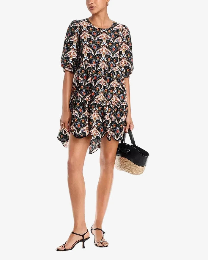 Porcelain Birds Mini Dress Black Dresses - Short Farm Rio 