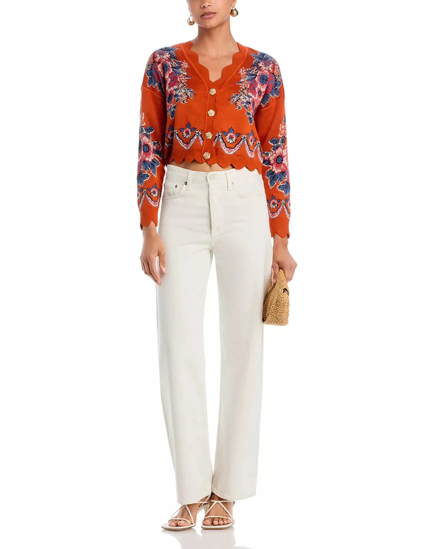 Victoria Knit Cardigan Floral Terracotta