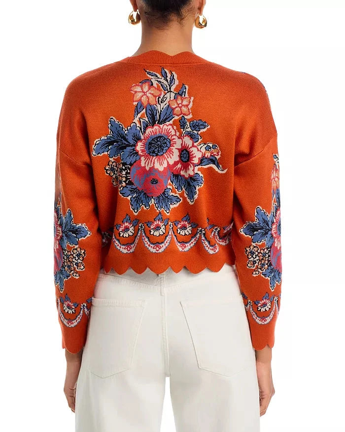 Victoria Knit Cardigan Floral Terracotta