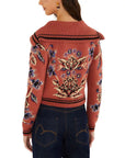 Floral Beauty Tapestry Knit Cardigan Blush Pink Sweater - Cardigans Farm Rio 