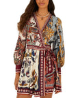 Wrap Mini Dress Stained Glass Soft Blue Dresses - Short Farm Rio 