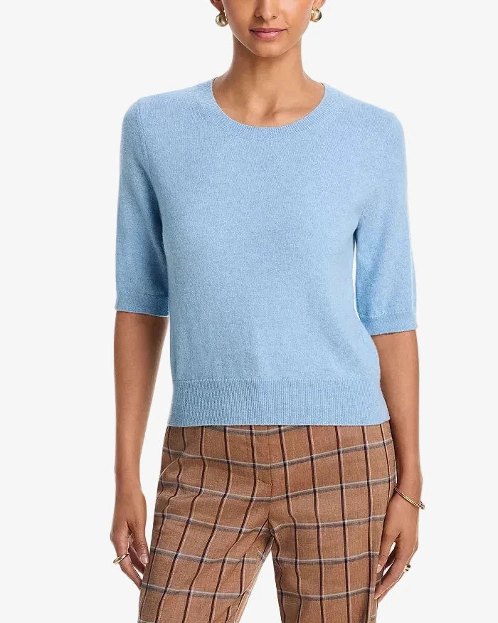Shana Cashmere Sweater Pale Blue River Melange Sweater - Crewneck Veronica Beard 