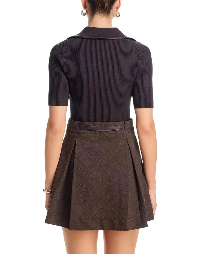 Solvane Short Sleeve Mini Dress Dark Chocolate Multi Dresses - Short Simkhai 