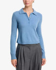 Constance Long Sleeve Polo Dusty Blue Top - Polo Simkhai 
