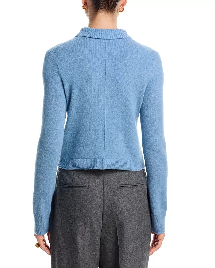Constance Long Sleeve Polo Dusty Blue Top - Polo Simkhai 
