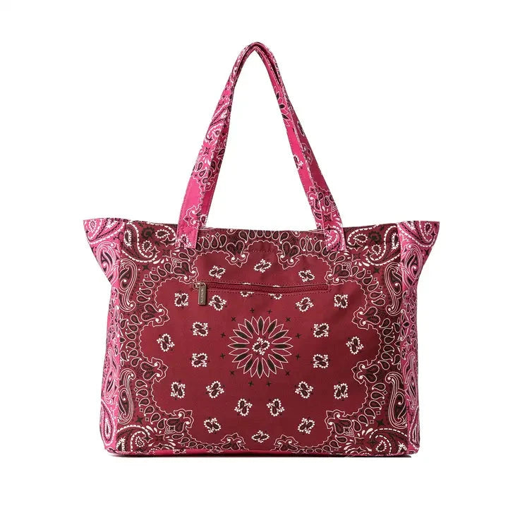 Bailey Bandana Tote Burgundy/Pink Tote &amp; Satchel Haute Shore 
