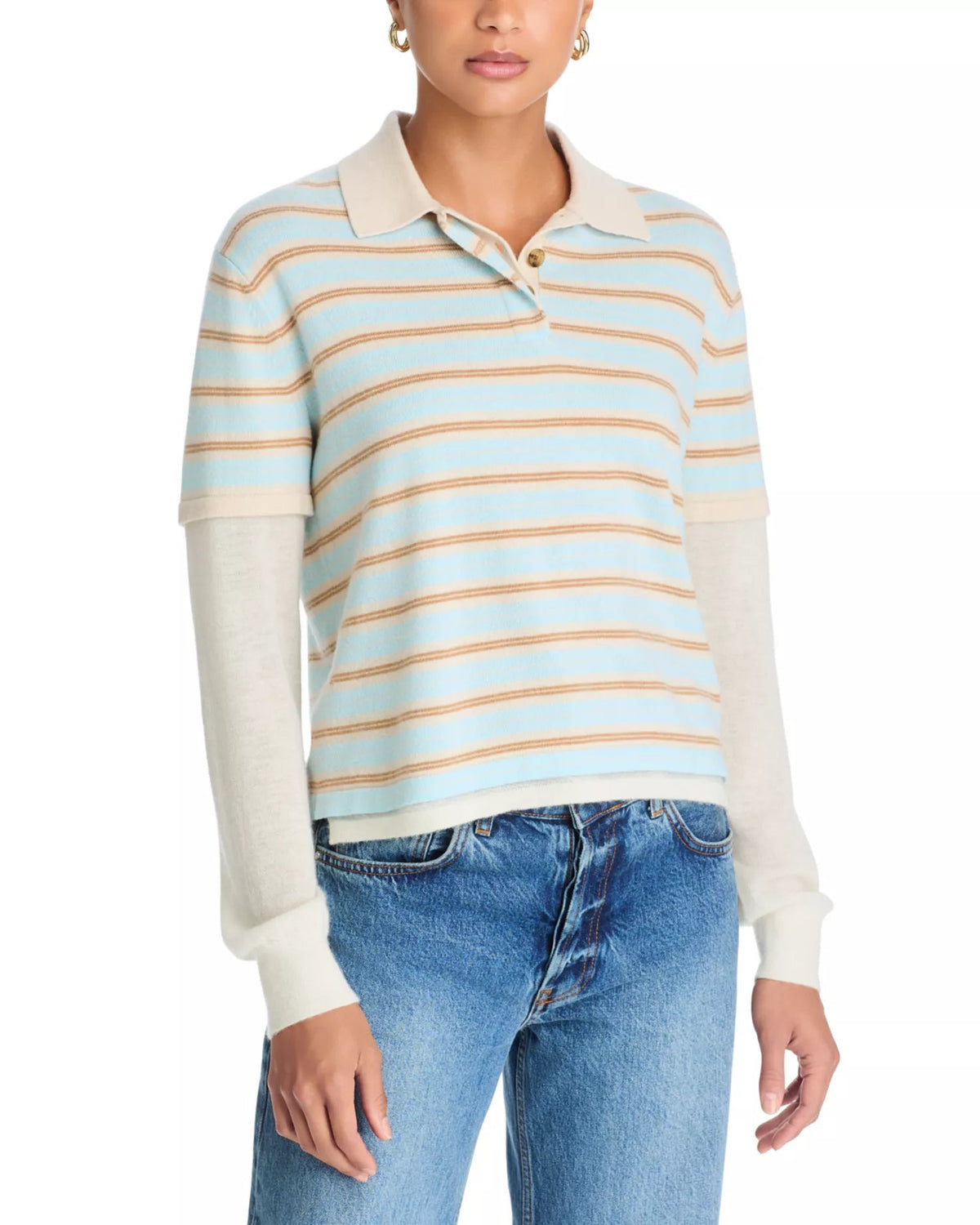 Layered Stripe Rugby Alice Blue Combo Sweater - Polo Guest in Residence 