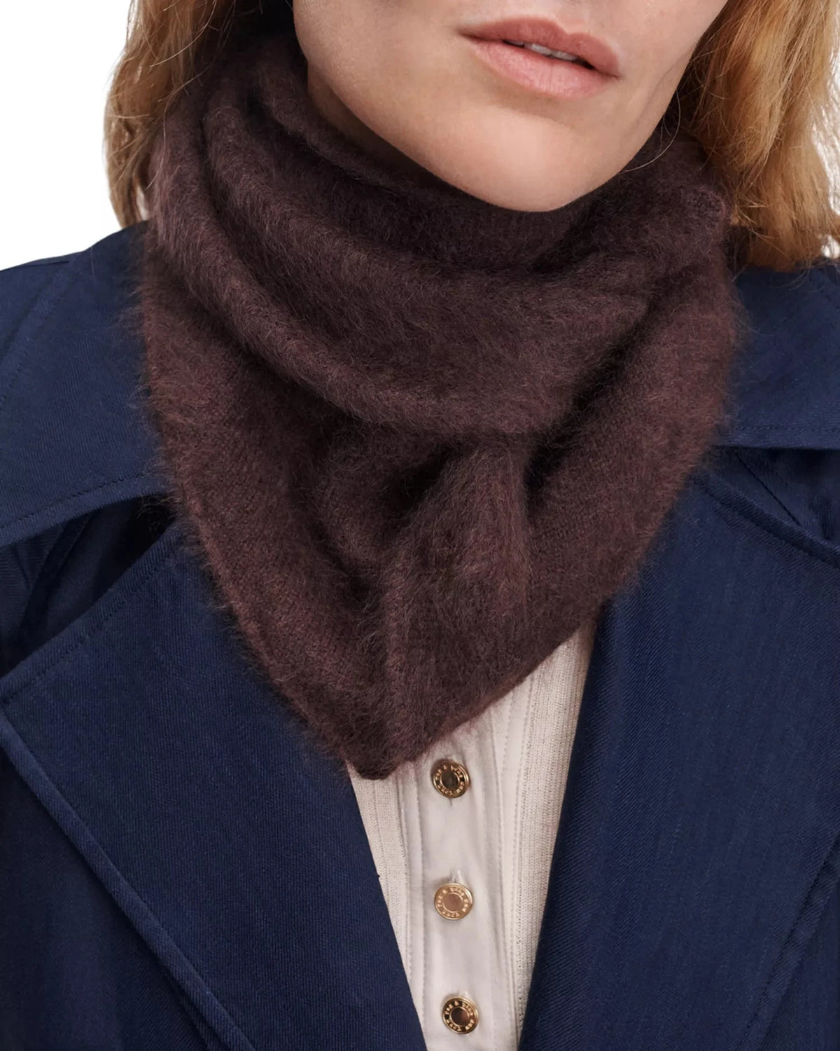 Jada Brushed Cashmere Bandana Scarf Dark Brown Scarves rag & bone 