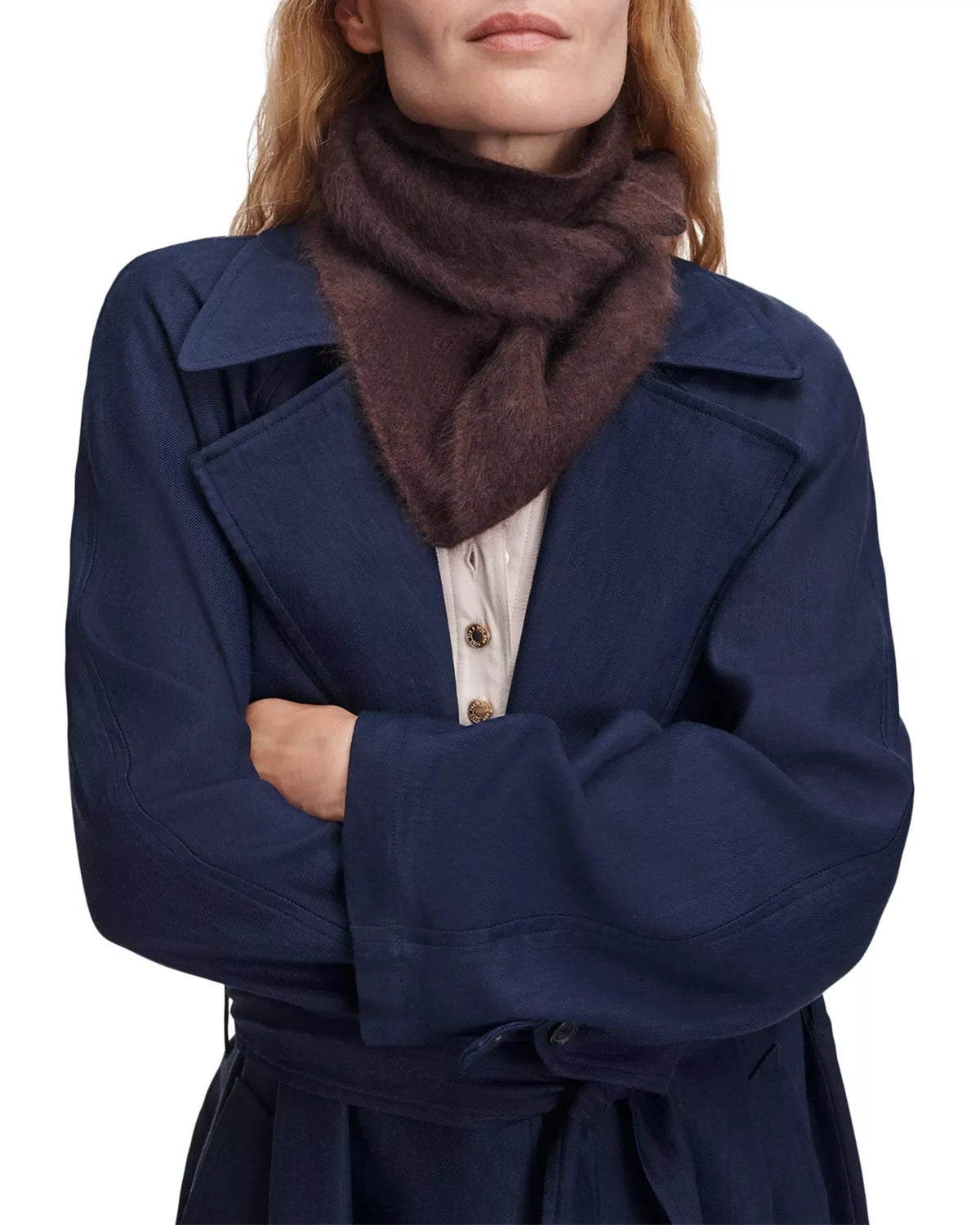 Jada Brushed Cashmere Bandana Scarf Dark Brown Scarves rag & bone 