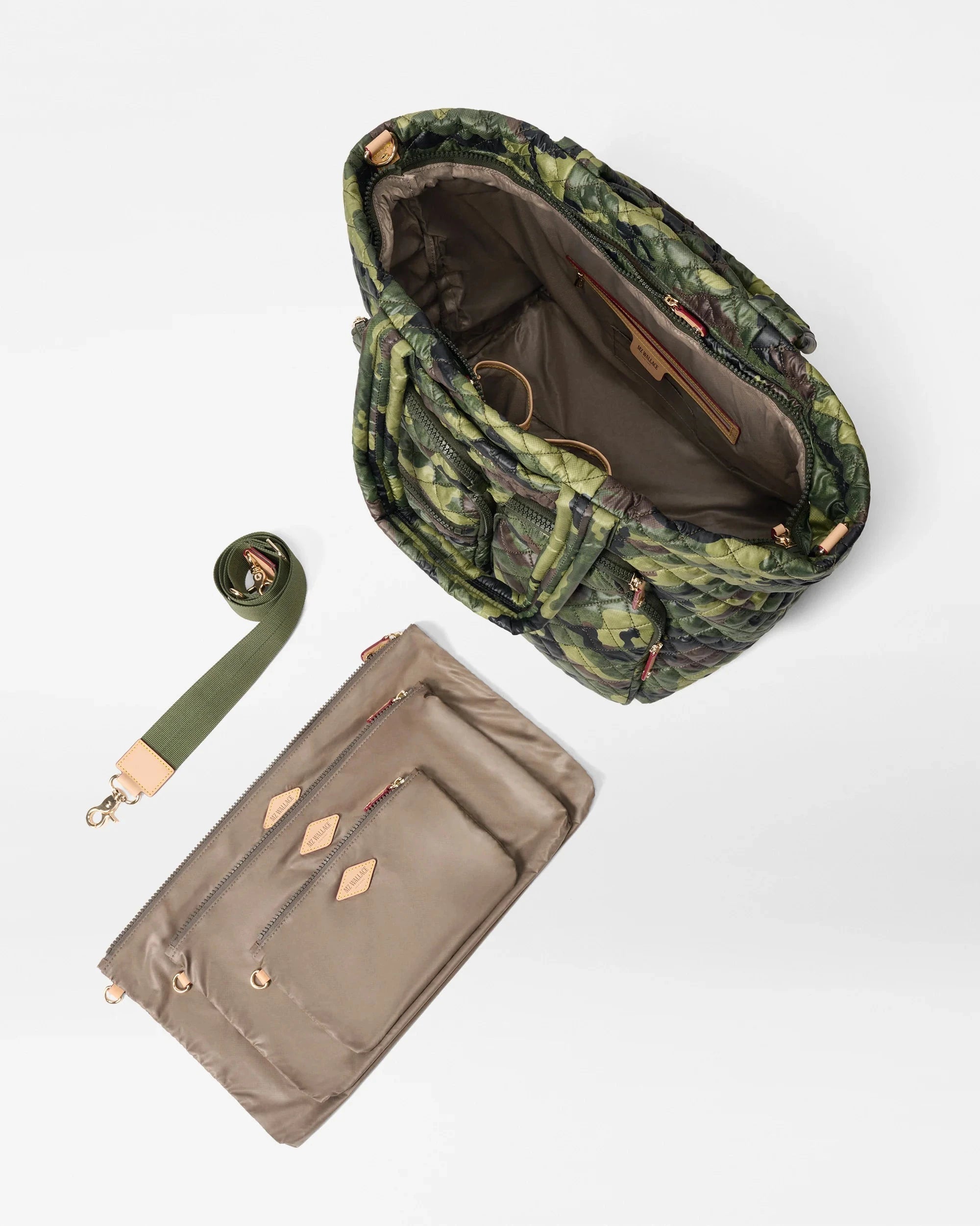 Large Metro Travel Tote Green Camo Tote & Satchel MZ Wallace 