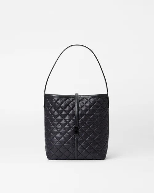 mz wallace Small Astor Hobo Black on a grey background