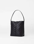 back view of the mz wallace Small Astor Hobo Black on a grey background