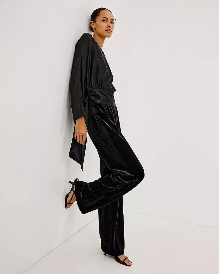 Silvi Black Velvet Pants - Trousers Rails 