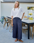 Maisie Wide Leg Pull On Pant Navy Pants - Trousers Frank & Eileen 